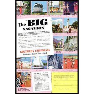 1953 Southern California Big Vacation Vintage Print Ad Palos Verdes Light Art